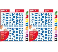 APLI Kids 119231 - Gommettes formes et couleurs variées : cœur, étoile, goutte d'eau, clochette, fleur - 1120 gommettes. (Lot de 2)