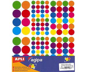 Apli Kids 119563 - Maxi gommettes rondes de couleurs assorties - 2 feuilles - Gommettes géantes