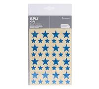 Apli kids 12057 - Pochette de gommettes étoiles holographique - Couleur: Bleu - 3 Feuilles de gommettes - étoiles autocollantes brillantes