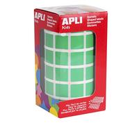 APLI Kids 12478 - Gommettes Carrées en rouleau - Couleur : Vert - Dimension : 15 x 15 mm