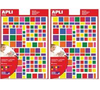 Apli Kids 12971 - Pochette de 756 gommettes carrées multicolores - 6 feuilles - Gommettes autocollantes carrées. (Lot de 2)