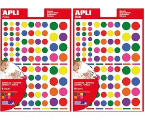 Apli kids 13240 - Pack de 6 feuilles de gommettes, multicolore (Lot de 2)