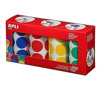 APLI kids - Boîte de 4 rouleaux de gommettes rondes 33 mm (14769) Multicolore