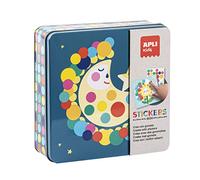 APLI Kids 15221 - Jeu de Gommettes Lune en Boîte Métallique, Gommettes Enfants dès 3 Ans, Jeu créatif et éducatif.