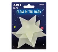 APLI Kids 16550 - Stickers Étoiles Luminescentes 3D - Lot de 3, 82 x 82 mm - Décoration Chambre Enfant, Brille dans l'Obscurité