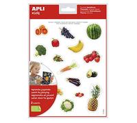 APLI Kids 16623 - Gommettes Thématiques Réalistes Le Potager - 2 Feuilles (36 Gommettes) - Éducation - autocollant fruits et légumes