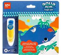 APLI Kids 17148 - Bloc de coloriage à l'eau avec Stylo Magique - Thème : La Mer, Blanc, Noir