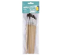 Apli kids 17463 - Blister de 6 pinceaux en bois pointes assorties