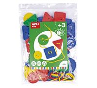 Apli Kids - Boutons De Laçage - Bleu, Jaune, Rouge, Vert