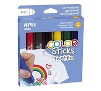Apli kids 17539 - Pack de 6 tubes de 6 gr de gouache solide pour textile de couleurs assorties