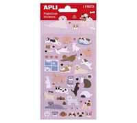 Apli Kids 17873 - Sachet d'autocollants pour chiens avec finition époxy et détails métallisés 1 feuille, 45 autocollants