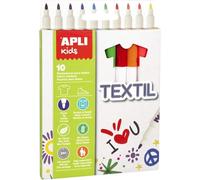 APLI Feutres textile pour enfant – 10 pièces, couleurs assorties