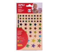 APLI KIDS Pochette de 6 feuilles (624 u) de gommettes forme étoiles couleurs métallisées