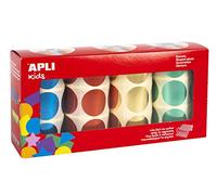 APLI KIDS Boîte de 4 rouleaux de gommettes rondes 33mm (2256 unités), couleurs métal assorties