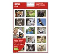 APLI Kids 18733 - Pochette d'autocollants réalistes sur les thème des animaux de la forêt dans leur habitat, adhésif amovible, 2 feuilles, 15 autocollants par feuille.