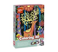 APLI Kids 18867 - Coloriage 3D, jeu créatif pour enfant - Coloriage avec effet 3D - Fiches illustrées d'animaux.