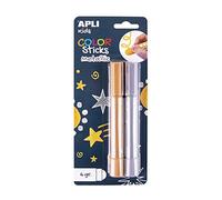 Apli kids 18880 - Color Sticks métallisés - Gouache solide en stick pour enfants - couleur or et argent - Ne tâche pas et sèche rapidement 6 g