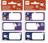 APLI Kids 19017 - Étiquettes scolaires sur le thème des planètes - 3 motifs différents, 9 étiquettes. (Lot de 2)