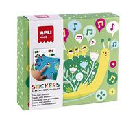 Apli kids 19138- Jeu de gommettes Lilliput dans une boîte en carton - Compléter les fiches illustrées avec différentes formes de gommettes - Jeu éducatif et ludique.
