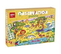 Apli Kids 19221 - Puzzle d'observation sur Le thème de la Savane - 60 pièces - Age:+5 Ans