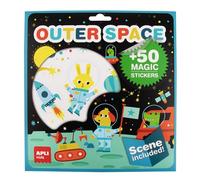 APLI Kids 19376 - Jeu d'autocollants l'espace - 50 Stickers Amovibles et 1 scène de Jeu pour Coller Les Autocollants - Dès 3 Ans.