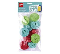 APLI Kids 19413 - Tampons éponge en mousse EVA avec manche en plastique - 10 formes différentes - 55 mm de diamètre.