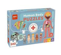 APLI Kids 19438 - Puzzles éducatifs Le Corps Humain : 5 Puzzles de 48 pièces et 15 fiches pour Tout découvrir sur Le Corps Humain. Contient Un Puzzle Phosphorescent. Enfants âgés de 5 Ans et Plus.