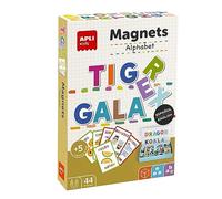 APLI Kids 19443 - Jeu magnétique Alphabet avec Tableau et fiches pour Apprendre à écrire jusqu'à 30 Mots dans 2 Langues. pour Les Enfants âgés de 5 Ans et Plus. Anglais/Espagnol.