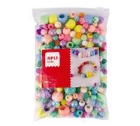 APLI Kids 19586 - Sachet de 300 perles en plastique, de couleurs assorties, perles multicolores pour les loisirs créatifs, les bracelets et les colliers.