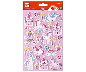 APLI Kids 19598 - Autocollants "Maxi Licornes", 1 feuille avec 32 stickers à adhésif permanent. Parfaits pour le scrapbooking, la décoration ou les créations DIY.