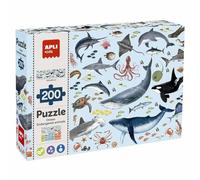 APLI Kids 19696 - Puzzle éducatif sur Les Animaux en Voie de Disparition, Thème : Les Animaux Marins - 200 pièces de 6 x 6 cm.