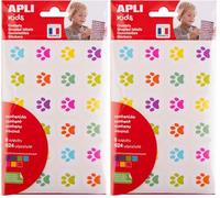 APLI Kids 19721 - Pochette de gommettes représentant des empreintes de chatons - Couleurs assorties. 6 feuilles d'autocollants "empreintes de chaton" - Adhésif repositionnable. (Lot de 2)