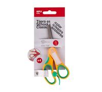 APLI Kids 20003 - Ciseaux scolaires pour enfants avec étiquette - Jaune - 13,5 cm - Sécurité et confort pour enfants de 4 ans et plus.