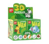 APLI Kids 20020 - Puzzles 3D Enfants Animaux Sauvages, Coffret de 6 Puzzles éducatifs sans Colle ni Ciseaux, activité créative et motricité, dès 6 Ans