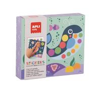 APLI Kids 20075 - Jeu éducatif de gommettes géométriques Océan, 8 fiches illustrées + Autocollants repositionnables, Développement motricité et logique, dès 3 Ans