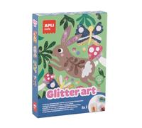 APLI Kids 20078 - Kit créatif glitter art avec paillettes colorées pour enfants, 4 illustrations à décorer, 8 couleurs, activité manuelle facile et sans colle dès 5 ans.