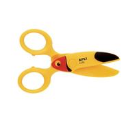 APLI Kids 20087 - Ciseaux de sécurité enfant toucan 12 cm - ne coupent que le papier - ergonomiques - jaune - spécial maternelle - 1 paire