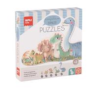 Apli Kids 20124 - Mes Premiers Dinos, Puzzle progressif Enfant dès 2 Ans, Jeu éducatif, Dinosaures, 5 Puzzles, 15 Grandes pièces.
