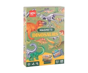 APLI Kids 20139 - Jeu magnétiques Dinosaures, 44 aimants éducatifs + scène aimantée et fiches explicatives, Apprentissage de l'histoire des Dinosaures dès 5 Ans de manière Interactive
