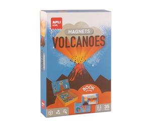 APLI Kids 20140 - Jeu magnétique Volcans pour Enfants avec 35 aimants éducatifs et Un livret explicatif, Apprentissage ludique de la Terre et des Sciences, dès 5 Ans