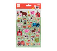 APLI Kids 20203 - Maxi pochette de Stickers Ferme - 36 autocollants animaux, outils ruraux, fermiers, tracteur - Loisirs créatifs enfants - Scrapbooking, DIY, motricité fine - Dès 3 Ans