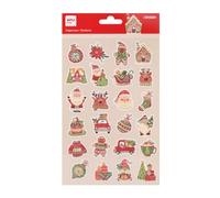APLI Kids 20220 - Stickers de Noël, 24 autocollants festifs - Motifs sapins, cadeaux, étoiles, bonhomme de neige - Idéal déco cadeaux, cartes et loisirs créatifs de Noël.