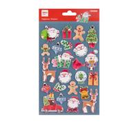APLI Kids 20222 - Stickers de Noël en mousse EVA - 23 autocollants festifs - Sapins, cadeaux, bonhomme en pain d'épice, rennes, Père Noël - Idéal pour décorer cadeaux, cartes et dessins