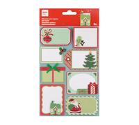 APLI Kids 20226 - Étiquettes autocollantes de Noël, 8 stickers décoratifs thème Sapin, personnalisables pour paquets cadeaux, parfaites pour écrire les prénoms et identifier les paquets sous le sapin