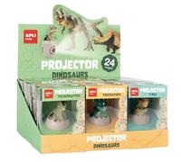 APLI Kids 20364 - Présentoir de 9 projecteurs dinosaures, assortiment Tyrannosaure Vélociraptor Tricératops, idéal point de vente et cadeaux enfants