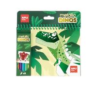 APLI Kids 20575 - Bloc de coloriage sur le thème des dinosaures métallisés, à spirale, avec 5 feutres inclus, dès 3 ans