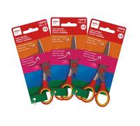 APLI Kids 20596- Lot de 3 ciseaux scolaires de 13 cm avec pointe arrondie, manche ergonomique bicolore et lames en acier inoxydable pour enfants à partir de 4 ans
