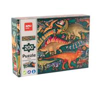 APLI Kids 20609 - Puzzle Dinosaures, 200 Pièces, Format Panoramique 100 x 30 cm, 25 Espèces à Découvrir avec Fiches Éducatives et Poster Inclus, Dès 6 Ans