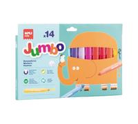 APLI Kids 20623 - Feutres Jumbo, 14 Couleurs, Pointe Extra Large 9,6 Mm, Prise En Main Facile, Lavables, Non Toxiques