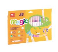 APLI Kids 20625 Feutres Magic Double Pointe, 18 Couleurs, Superposition De Couleurs Pour Créer Des Effets Surprenants, Lavables, Dès 3 Ans